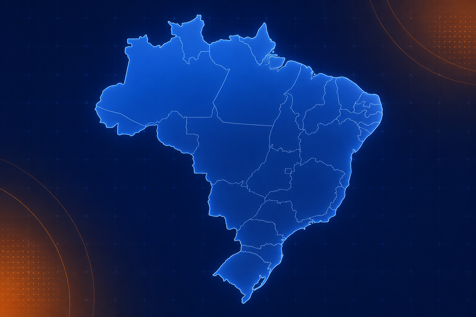 Mapa do Brasil em azul com divisões estaduais
